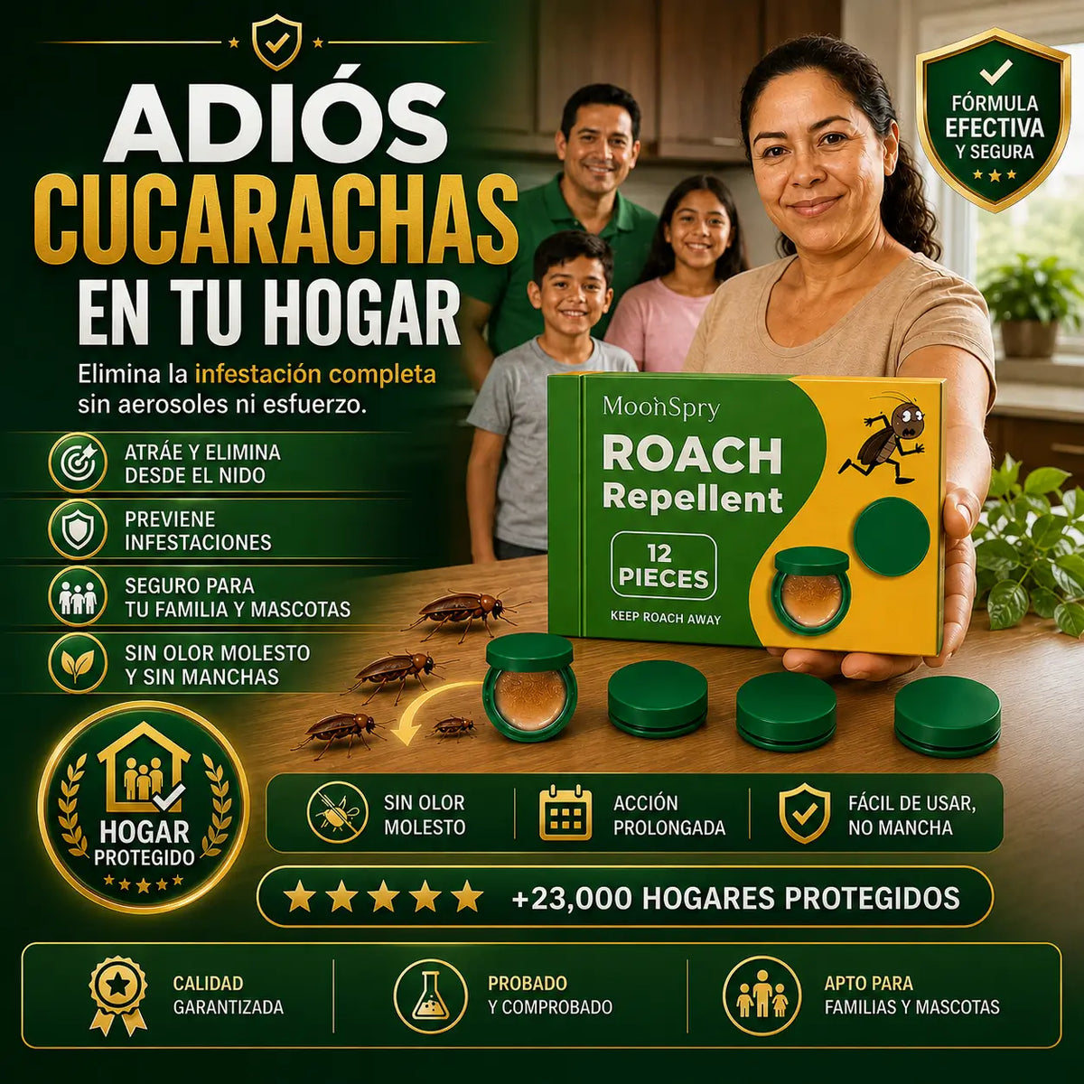 Repelente De Cucarachas | Elimina el nido por completo | MoonSpry®