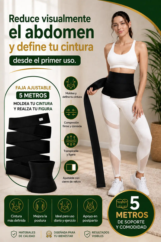 Faja Ajustable PREMIUM De 5 Metros | Moldea tu cintura al instante | BodyWrap Pro®